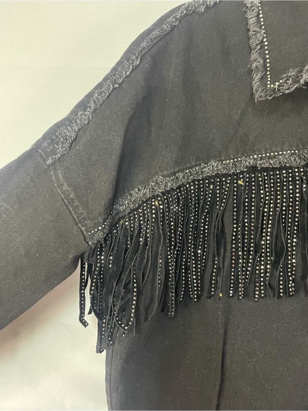Zara black fringe and blingy tassels denim jackets! So cute and fun! Size XS - Picture 4 of 5